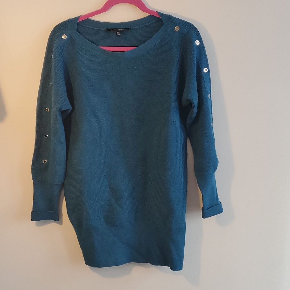 WHBM Teal Button-Accent Sweater.